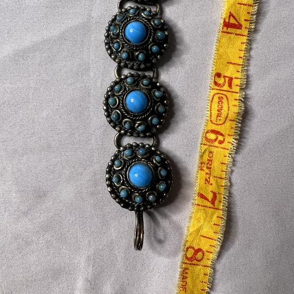 Chunky Turquoise Large Stone Silver Plated Bracelet Roman Slave Cuff Lot of 6‎ - Picture 8 of 16